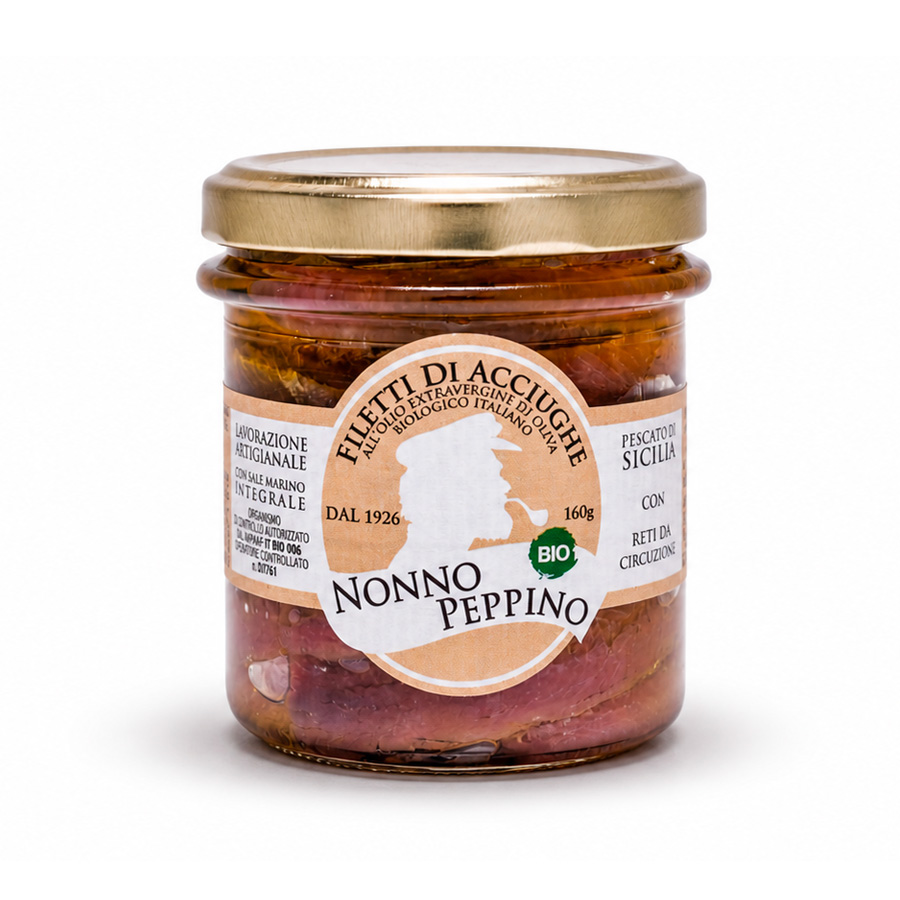Filetti di Acciughe tradizionali all'olio extravergine di oliva biologico - 160 g