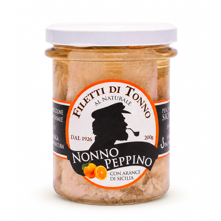 Filetti di Tonno Alalunga al naturale con arance di Sicilia - 200 g